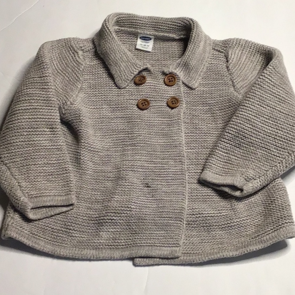 Double breasted cardigan sweater for baby sea salt & a heather gray mix one spot